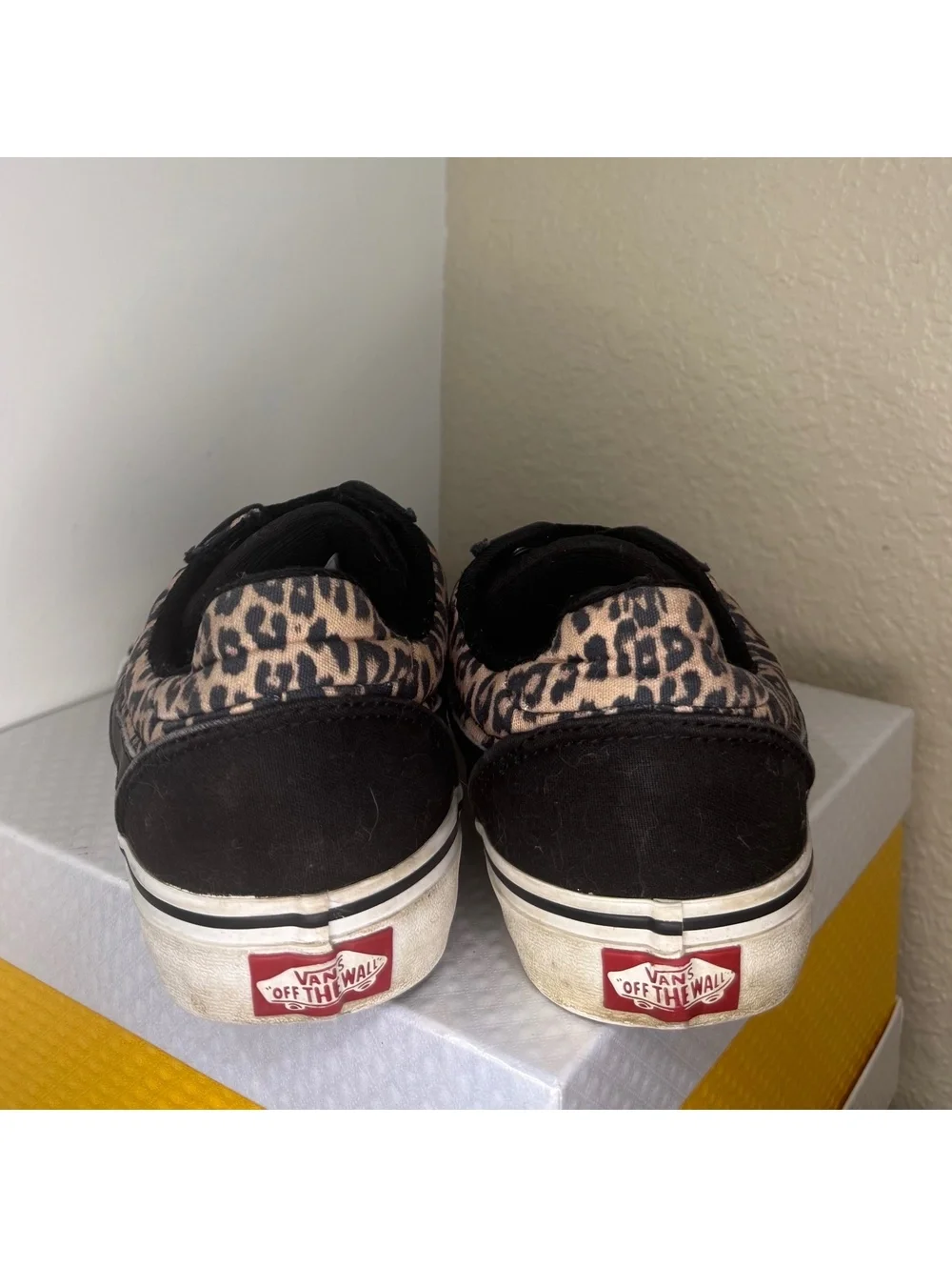👟 Vans Old Skool Leopard Print Sneakers Women’s 7 Black Tan